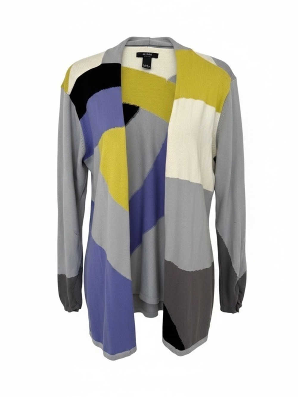 Alfani Gray, Lavender & Yellow Abstract Open Cardigan